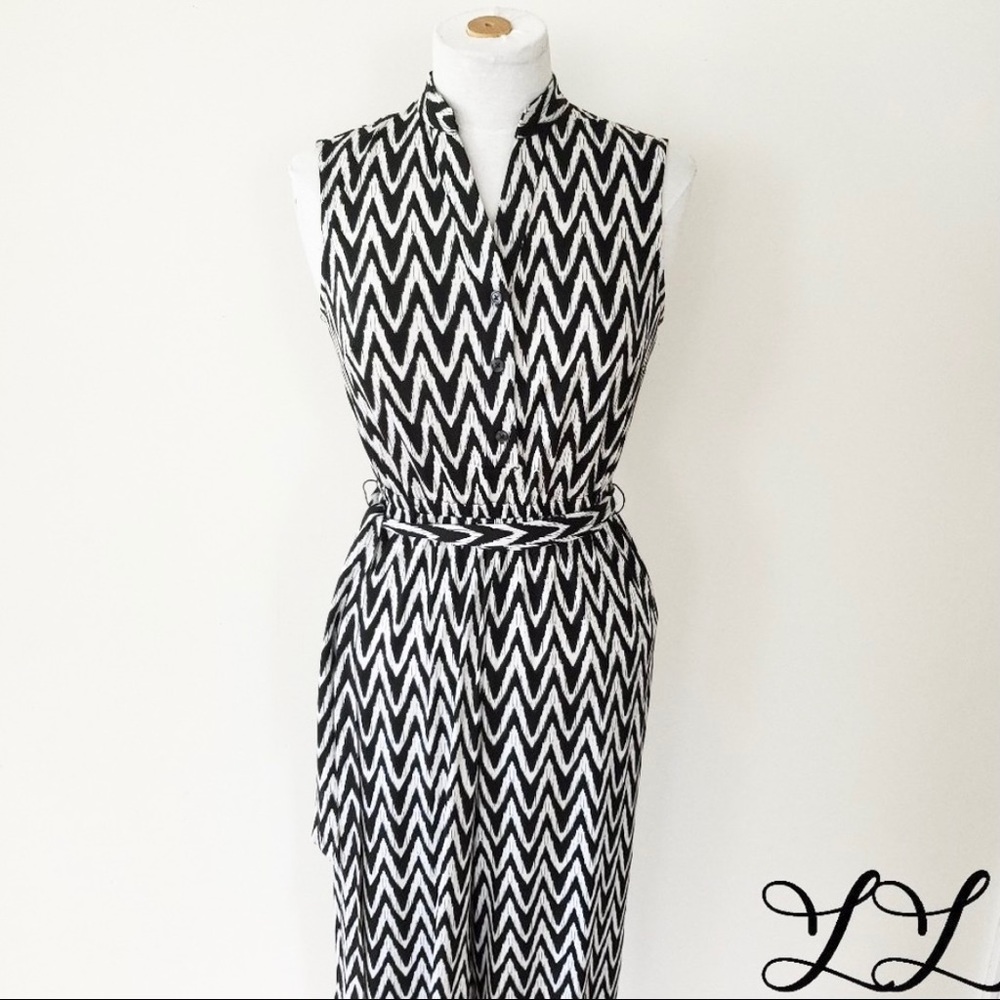 DONNA MORGAN Jumpsuit One-Piece Black White Size 2 New NWOT